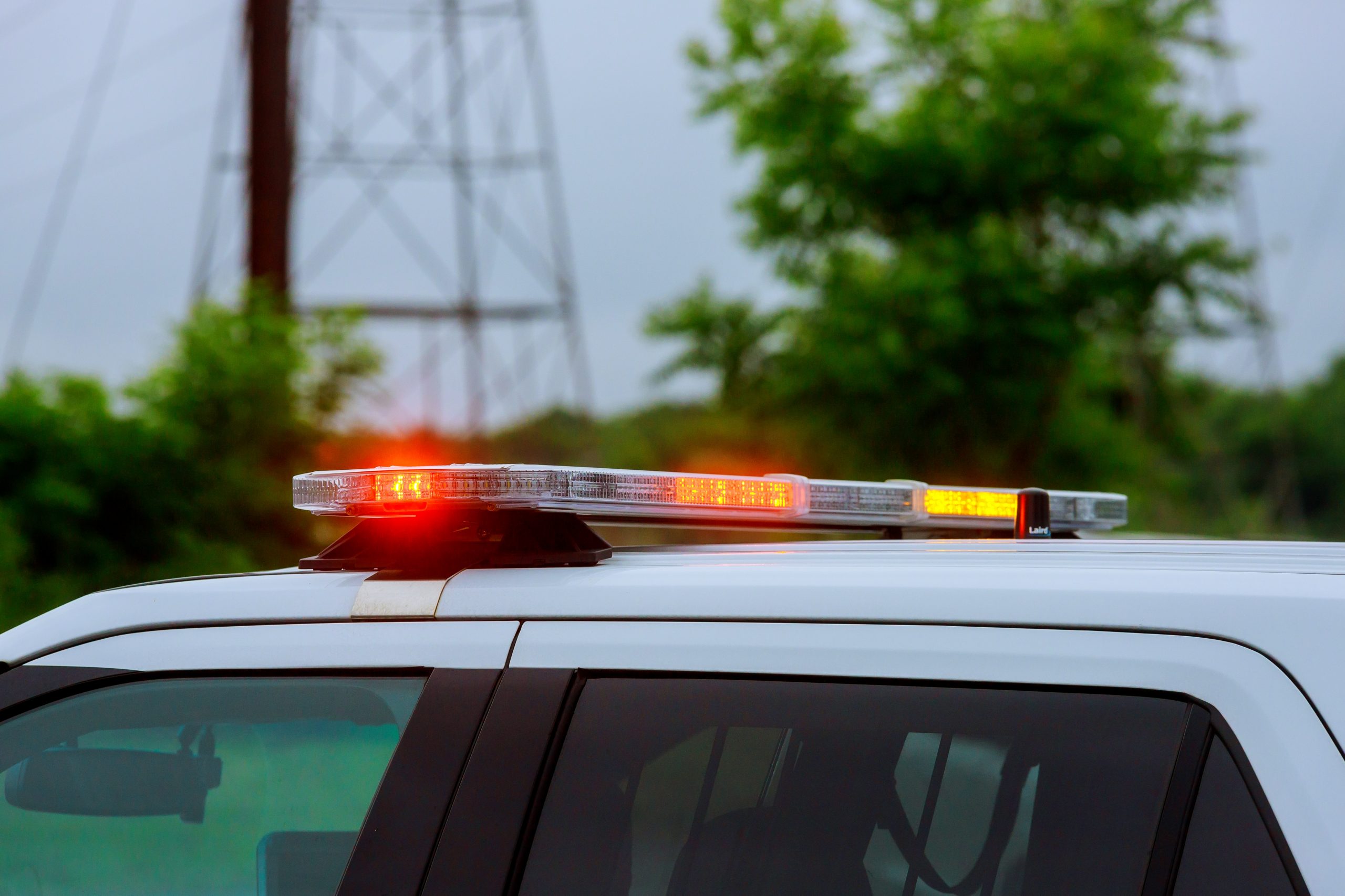 Red light flasher of a Siren on police car flashing